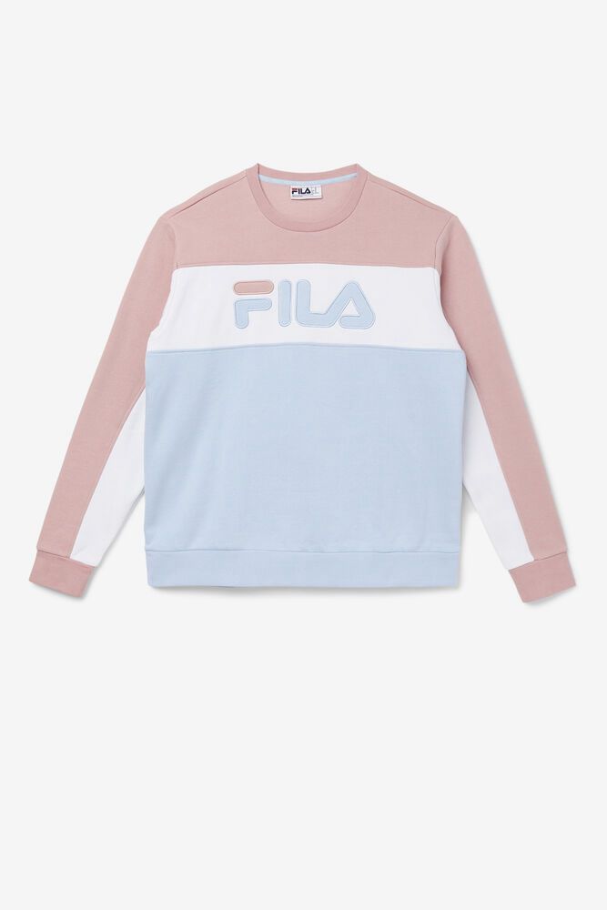 Fila Lesner Fleece Crew Blue/Pink Sweatshirt Mens - NZ 74615-WROI